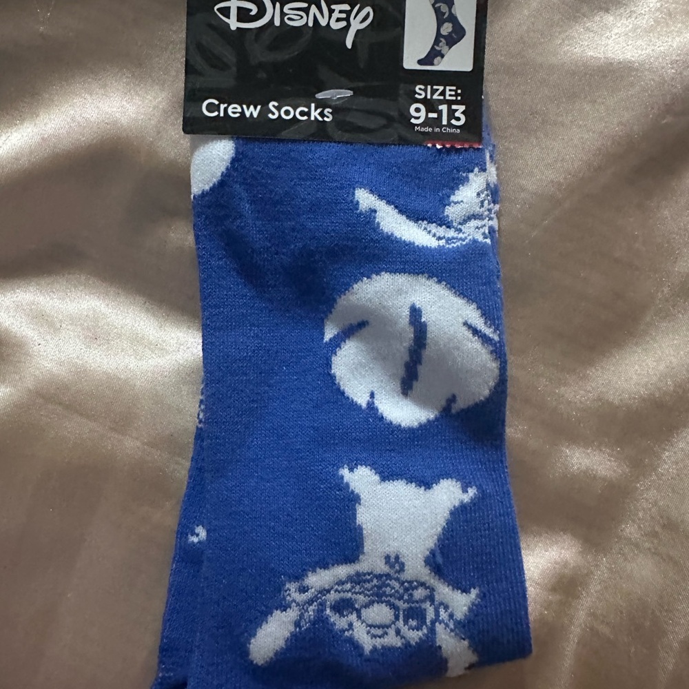 Disney Blue Crew Socks- Stitch